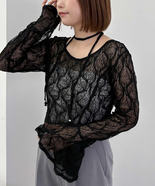 archives（アルシーヴ）の「チョーカーレースＴＯＰＳ（Tシャツ/カットソー・レディース・ブラック/グレー/オフホワイト・MEDIUM）」の3枚目の写真