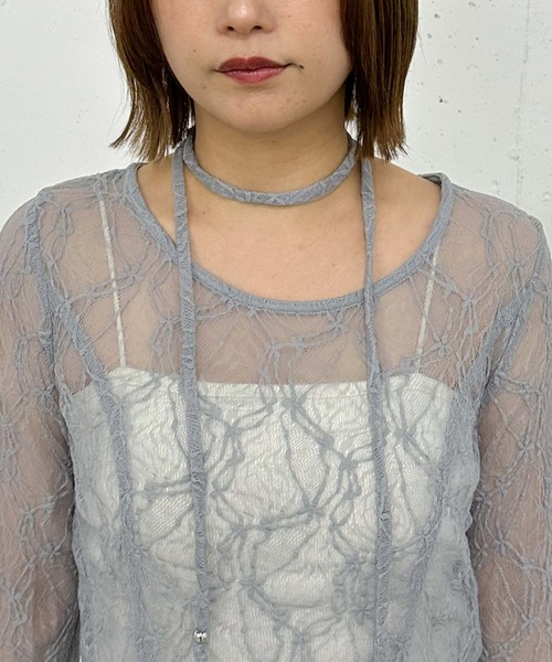 archives（アルシーヴ）の「チョーカーレースＴＯＰＳ（Tシャツ/カットソー・レディース・ブラック/グレー/オフホワイト・MEDIUM）」の6枚目の写真