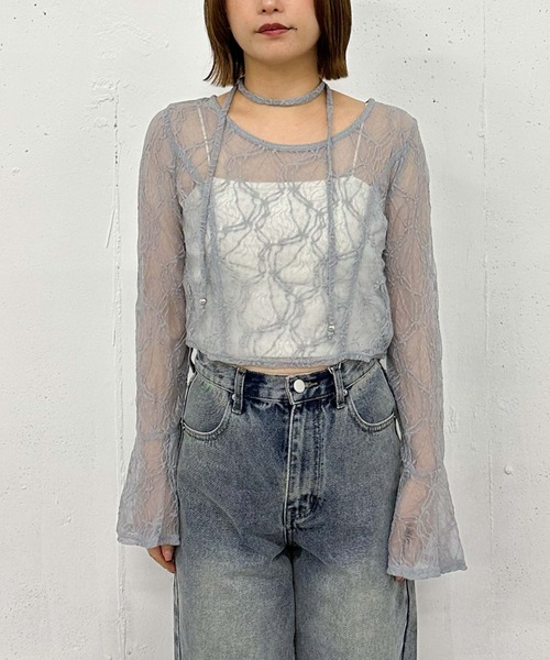 archives（アルシーヴ）の「チョーカーレースＴＯＰＳ（Tシャツ/カットソー・レディース・ブラック/グレー/オフホワイト・MEDIUM）」の9枚目の写真