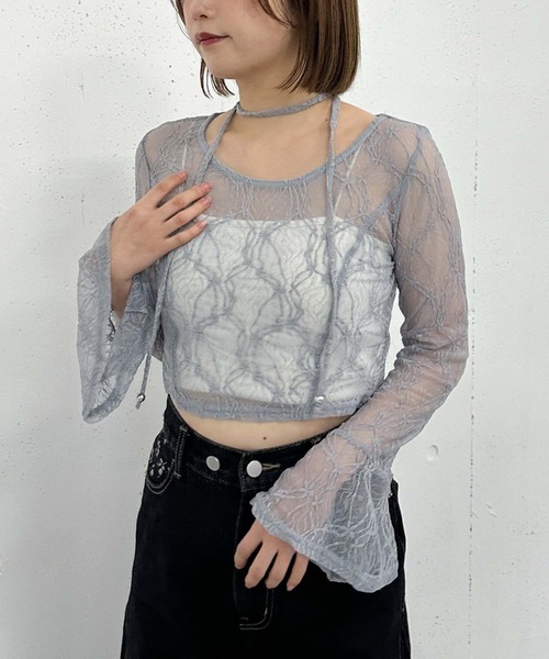 archives（アルシーヴ）の「チョーカーレースＴＯＰＳ（Tシャツ/カットソー・レディース・ブラック/グレー/オフホワイト・MEDIUM）」の15枚目の写真