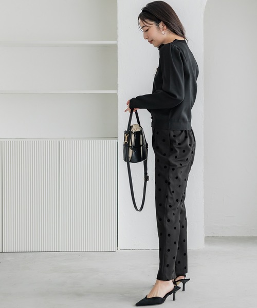 coca(coca)(コカ)の「【WEB限定セール】フロッキードット柄パンツ(スラックス・レディース・ネイビー/ブラック・M/L/S)」の6枚目の写真