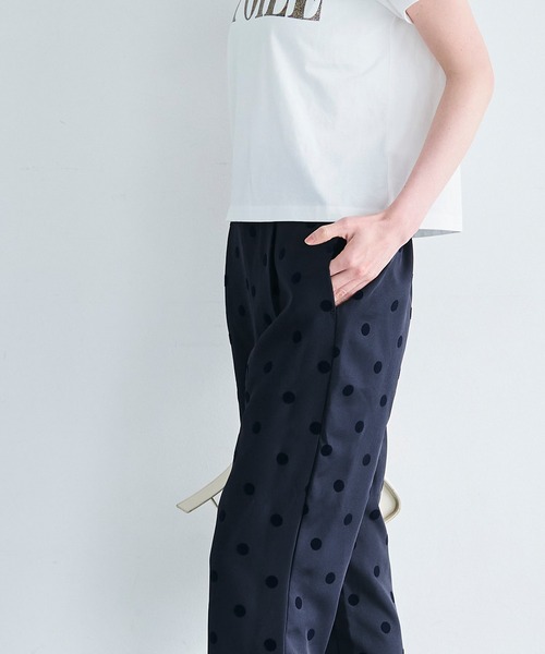 coca(coca)(コカ)の「【WEB限定セール】フロッキードット柄パンツ(スラックス・レディース・ネイビー/ブラック・M/L/S)」の10枚目の写真