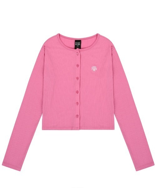 muahmuah（ムーアムーア）の「A'GEM/9 × .kom 『muah muah/ムーアムーア』 SLIM FIT LOGO CARDIGAN/スリムフィット ロゴ カーディガン（カーディガン/ボレロ・レディース・ホワイト/ブラック/グレー/ピンク・FREE）」の8枚目の写真