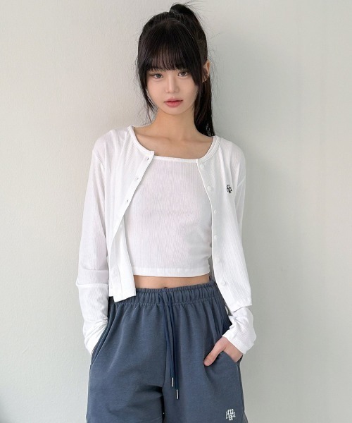 muahmuah（ムーアムーア）の「A'GEM/9 × .kom 『muah muah/ムーアムーア』 SLIM FIT LOGO CARDIGAN/スリムフィット ロゴ カーディガン（カーディガン/ボレロ・レディース・ホワイト/ブラック/グレー/ピンク・FREE）」の20枚目の写真