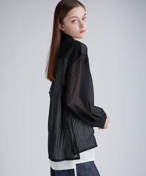 SOCCE(ソーシー)の「シアーレーススキッパーシャツ(シャツ/ブラウス・メンズ・ブラック/ネイビー/ホワイト・S/M/L/XL)」の19枚目の写真