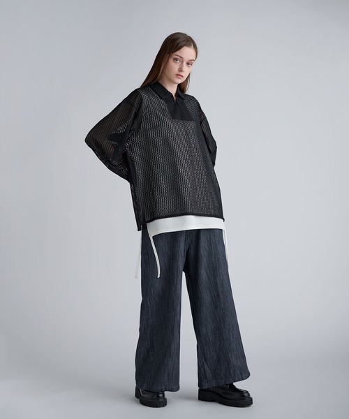 SOCCE(ソーシー)の「シアーレーススキッパーシャツ(シャツ/ブラウス・メンズ・ブラック/ネイビー/ホワイト・S/M/L/XL)」の20枚目の写真