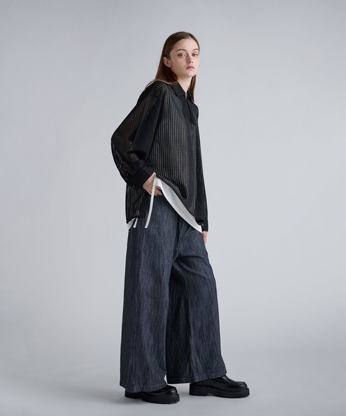 SOCCE(ソーシー)の「シアーレーススキッパーシャツ(シャツ/ブラウス・メンズ・ブラック/ネイビー/ホワイト・S/M/L/XL)」の22枚目の写真
