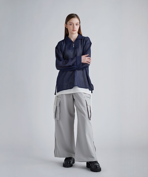 SOCCE(ソーシー)の「シアーレーススキッパーシャツ(シャツ/ブラウス・メンズ・ブラック/ネイビー/ホワイト・S/M/L/XL)」の6枚目の写真