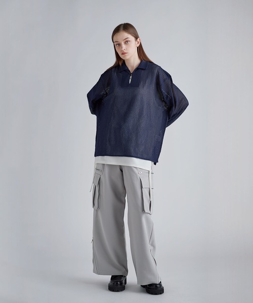 SOCCE(ソーシー)の「シアーレーススキッパーシャツ(シャツ/ブラウス・メンズ・ブラック/ネイビー/ホワイト・S/M/L/XL)」の5枚目の写真