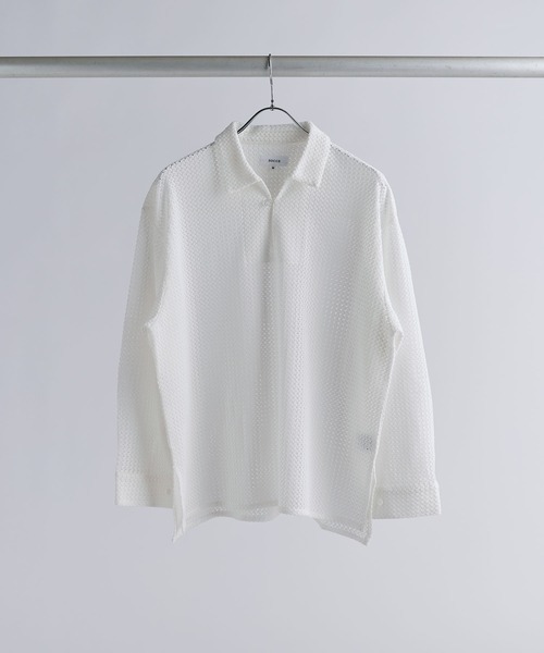 SOCCE(ソーシー)の「シアーレーススキッパーシャツ(シャツ/ブラウス・メンズ・ブラック/ネイビー/ホワイト・S/M/L/XL)」の7枚目の写真