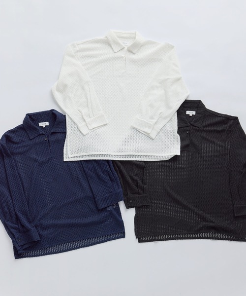SOCCE(ソーシー)の「シアーレーススキッパーシャツ(シャツ/ブラウス・メンズ・ブラック/ネイビー/ホワイト・S/M/L/XL)」の10枚目の写真