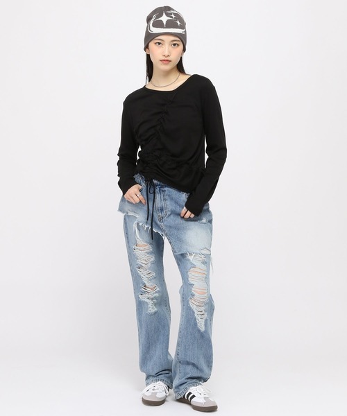 3.3 Field Trip (3.3フィールドトリップ)の「3.3 Field Trip/レースギャザープルオーバー(Tシャツ/カットソー・レディース・ブラック/アイボリー・FREE)」の3枚目の写真