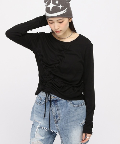 3.3 Field Trip (3.3フィールドトリップ)の「3.3 Field Trip/レースギャザープルオーバー(Tシャツ/カットソー・レディース・ブラック/アイボリー・FREE)」の7枚目の写真
