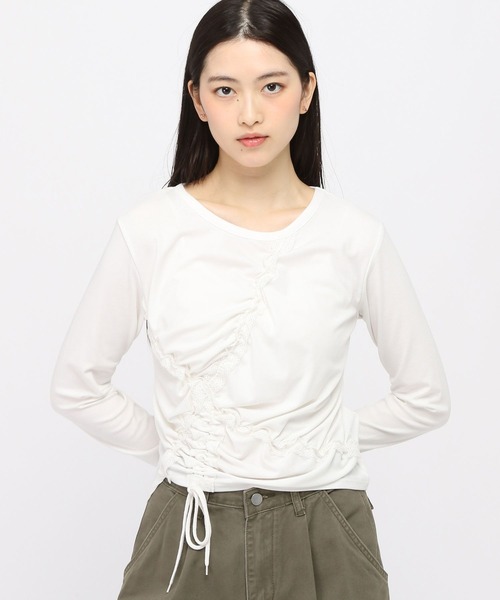 3.3 Field Trip (3.3フィールドトリップ)の「3.3 Field Trip/レースギャザープルオーバー(Tシャツ/カットソー・レディース・ブラック/アイボリー・FREE)」の19枚目の写真