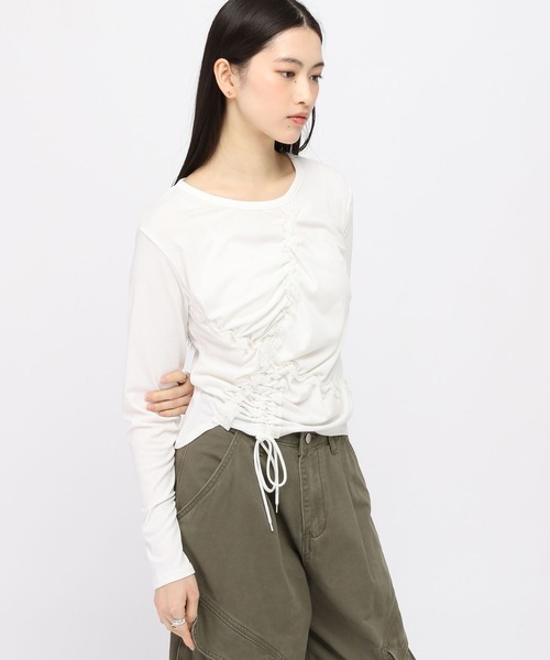 3.3 Field Trip (3.3フィールドトリップ)の「3.3 Field Trip/レースギャザープルオーバー(Tシャツ/カットソー・レディース・ブラック/アイボリー・FREE)」の20枚目の写真