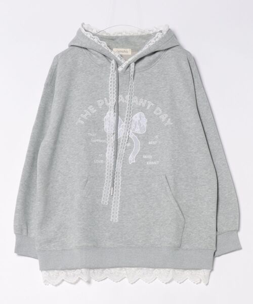 aimoha（アイモハ）の「リボンプリントパーカー（パーカー・レディース・ライトグレー/ピンク/ライトベージュ/ブルー/グレー・FREE）」の12枚目の写真