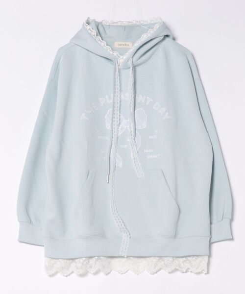 aimoha（アイモハ）の「リボンプリントパーカー（パーカー・レディース・ライトグレー/ピンク/ライトベージュ/ブルー/グレー・FREE）」の14枚目の写真