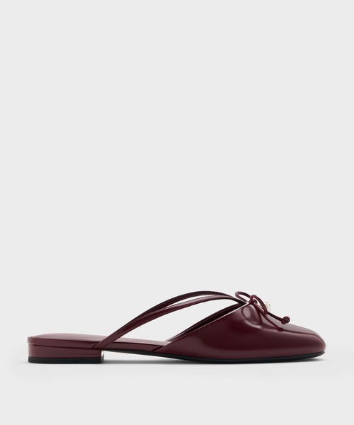 CHARLES & KEITH(チャールズ & キース)の「パールアクセント ボウフラットミュール(サンダル・レディース・ブラック系その他7/バーガンディー・25.5cm/25cm/24.5cm/23.5cm/23cm/22.5cm/26.5cm)」の12枚目の写真