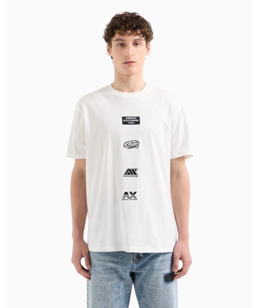 ARMANI EXCHANGE(アルマーニエクスチェンジ)の「【A|X アルマーニ エクスチェンジ】AXロゴ 半袖クルーネックTシャツ/REGULAR(Tシャツ/カットソー・メンズ・ブラック/ホワイト・LARGE/MEDIUM/SMALL/X-LARGE/X-SMALL/XX-LARGE)」の1枚目の写真