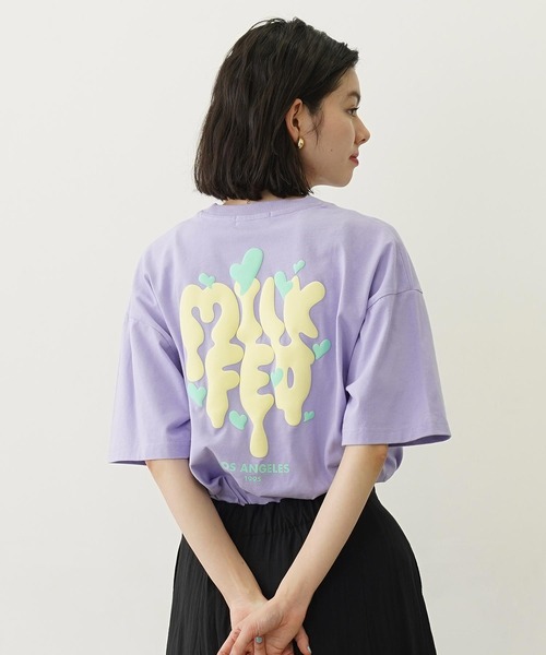 MILKFED.(ミルクフェド)の「MELT LOGO WIDE S/S TEE(Tシャツ/カットソー・レディース・ホワイト/ライトパープル/ブラック・L/M)」の3枚目の写真