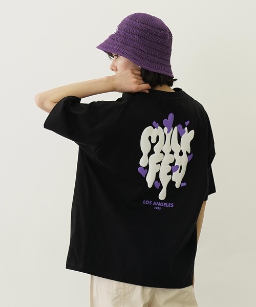 MILKFED.(ミルクフェド)の「MELT LOGO WIDE S/S TEE(Tシャツ/カットソー・レディース・ホワイト/ライトパープル/ブラック・L/M)」の2枚目の写真