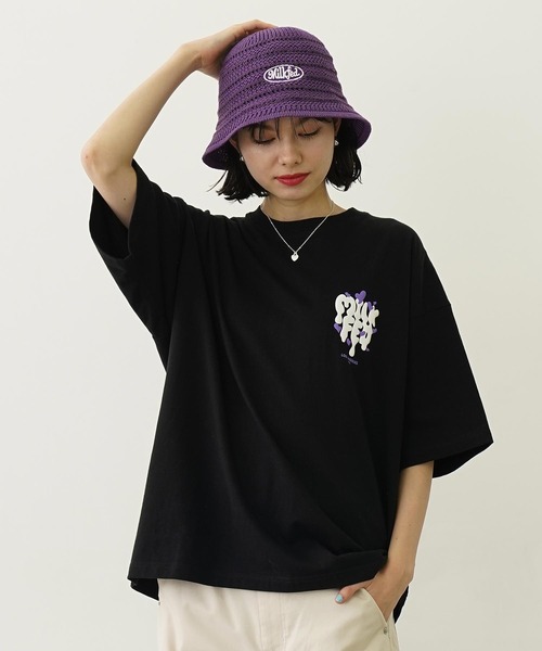 MILKFED.(ミルクフェド)の「MELT LOGO WIDE S/S TEE(Tシャツ/カットソー・レディース・ホワイト/ライトパープル/ブラック・L/M)」の11枚目の写真