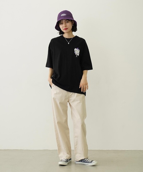 MILKFED.(ミルクフェド)の「MELT LOGO WIDE S/S TEE(Tシャツ/カットソー・レディース・ホワイト/ライトパープル/ブラック・L/M)」の14枚目の写真