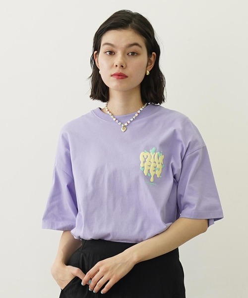 MILKFED.(ミルクフェド)の「MELT LOGO WIDE S/S TEE(Tシャツ/カットソー・レディース・ホワイト/ライトパープル/ブラック・L/M)」の19枚目の写真