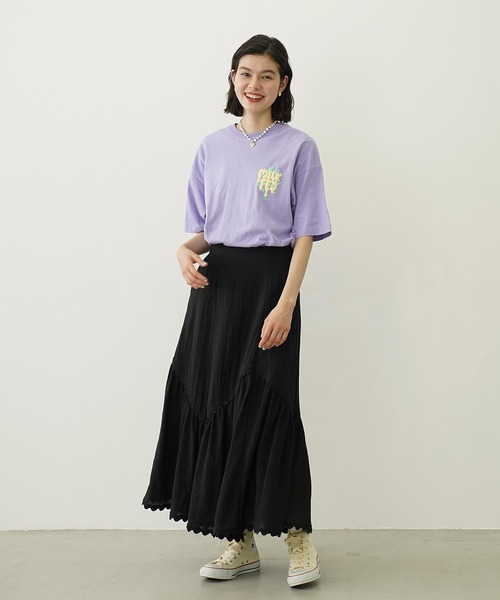 MILKFED.(ミルクフェド)の「MELT LOGO WIDE S/S TEE(Tシャツ/カットソー・レディース・ホワイト/ライトパープル/ブラック・L/M)」の20枚目の写真