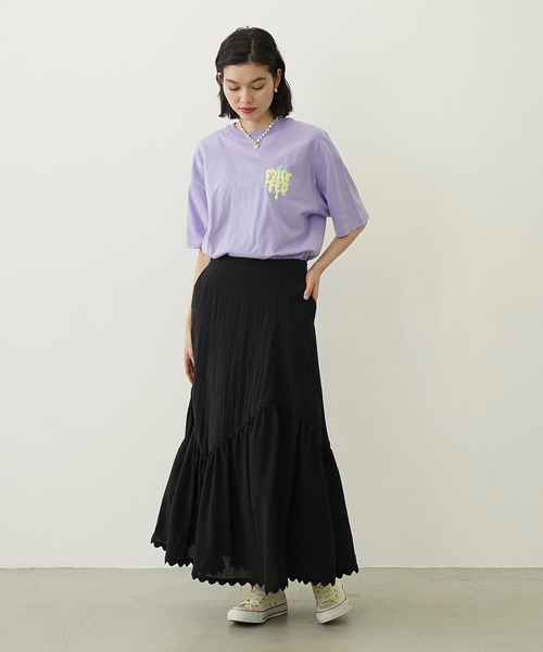 MILKFED.(ミルクフェド)の「MELT LOGO WIDE S/S TEE(Tシャツ/カットソー・レディース・ホワイト/ライトパープル/ブラック・L/M)」の21枚目の写真