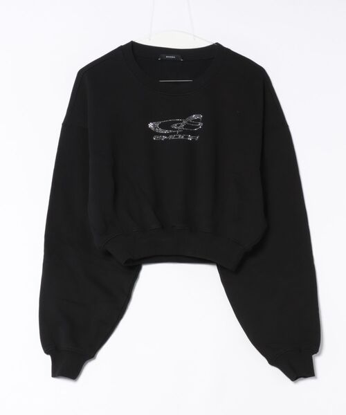 EMODA(エモダ)の「STONE LOGO SHORT SWEAT(Tシャツ/カットソー・レディース・グレー/ブラック・FREE)」の2枚目の写真