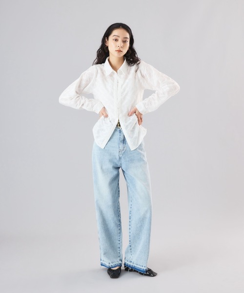 Muscat（マスカット）の「ニュアンスジオメ柄　フロントホックシャツ（シャツ/ブラウス・レディース・オフホワイト/ブラック・F）」の3枚目の写真