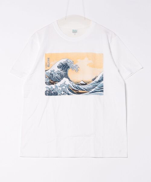 JIN plus（ジンプラス）の「波　神奈川沖浪裏　葛飾北斎　JIN+ 半袖Tシャツ（Tシャツ/カットソー・メンズ・ホワイト系その他2/ホワイト系その他4/ホワイト系その他/ホワイト系その他3・MEDIUM/X-LARGE/SMALL/LARGE）」の3枚目の写真