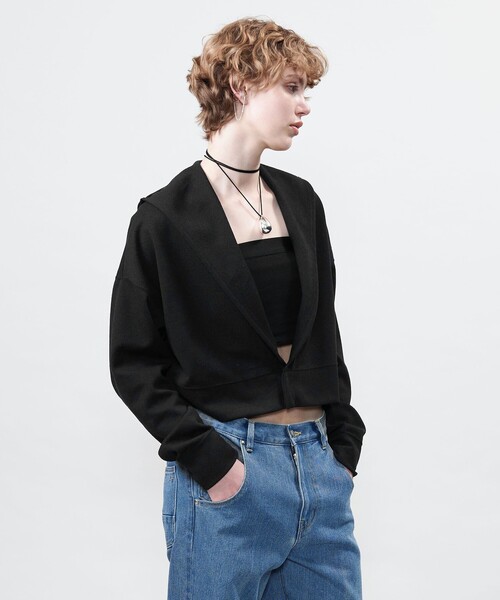 ASTRAET（アストラット）の「＜ASTRAET＞ブークレー Vネック フーデッドパーカー（パーカー・レディース・オフホワイト/ブラック・FREE）」の5枚目の写真