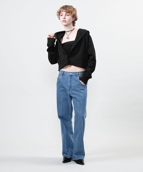 ASTRAET（アストラット）の「＜ASTRAET＞ブークレー Vネック フーデッドパーカー（パーカー・レディース・オフホワイト/ブラック・FREE）」の7枚目の写真