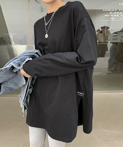 tシャツ サイドスリットロングT レディース miniministore ロングtシャツ レディース ゆったり カットソー