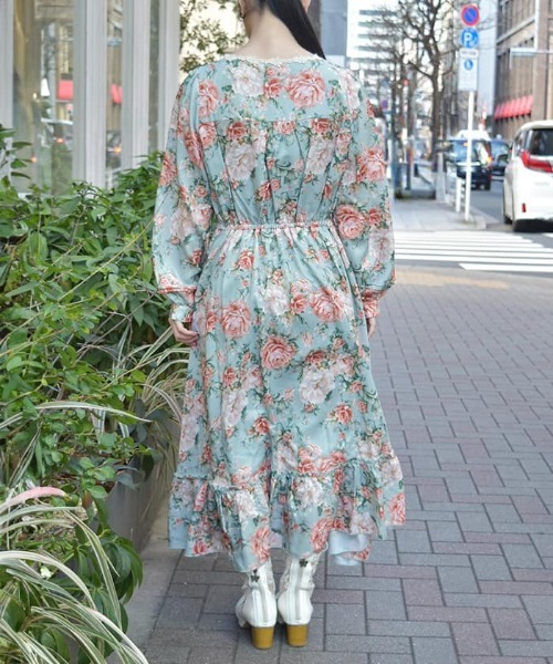 axes femme（アクシーズファム）の「ブルームフラワー柄ワンピース（ワンピース・レディース・ベージュ/ミント/グリーン・FREE）」の6枚目の写真