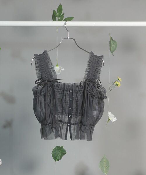 dazzlin（ダズリン）の「dazzlin チュールビスチェ（その他トップス・レディース・オフホワイト/チャコールグレー・FREE）」の2枚目の写真