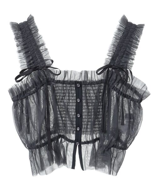 dazzlin（ダズリン）の「dazzlin チュールビスチェ（その他トップス・レディース・オフホワイト/チャコールグレー・FREE）」の3枚目の写真