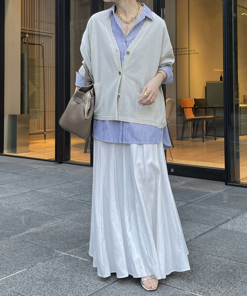 DouDou(ドゥドゥ)の「GOLDボタンシアーVカーディガン(カーディガン/ボレロ・レディース・ネイビー/ピンク/ライトグレー・FREE)」の6枚目の写真
