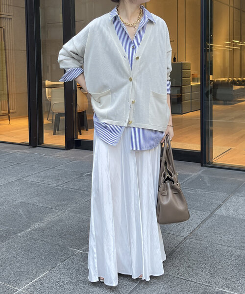 DouDou(ドゥドゥ)の「GOLDボタンシアーVカーディガン(カーディガン/ボレロ・レディース・ネイビー/ピンク/ライトグレー・FREE)」の7枚目の写真