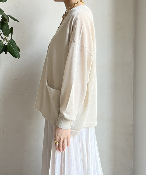 DouDou(ドゥドゥ)の「GOLDボタンシアーVカーディガン(カーディガン/ボレロ・レディース・ネイビー/ピンク/ライトグレー・FREE)」の21枚目の写真