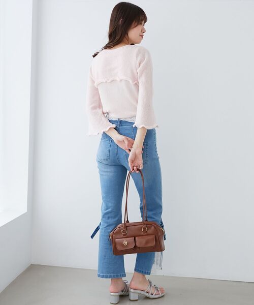 MAJESTIC LEGON（マジェスティックレゴン）の「デコルテオープンメッシュニット（ニット/セーター・レディース・ピンク/グレー/イエロー/ブラック/アイボリー・MEDIUM）」の14枚目の写真