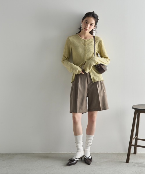 THE YOn(ザヨン)の「ダブルウエストストライプハーフパンツ(その他パンツ・レディース・レディッシュグレー/ナチュラル・S/M)」の10枚目の写真