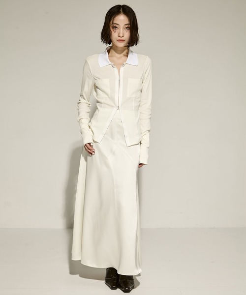 STUDIOUS（ステュディオス）の「【STUDIOUS/ステュディオス】Washable Silk Cotton Polo／シルクコットンポロトップス（ポロシャツ・レディース・ライトグレー/オフホワイト/ブラック・FREE）」の14枚目の写真