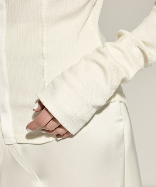 STUDIOUS（ステュディオス）の「【STUDIOUS/ステュディオス】Washable Silk Cotton Polo／シルクコットンポロトップス（ポロシャツ・レディース・ライトグレー/オフホワイト/ブラック・FREE）」の22枚目の写真