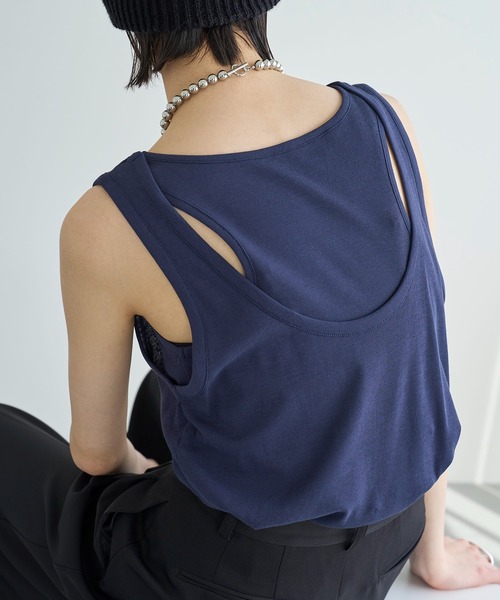 meilmada（メイルマダ）の「レイヤードタンクトップ（タンクトップ・レディース・ベージュ/ネイビー・FREE）」の2枚目の写真