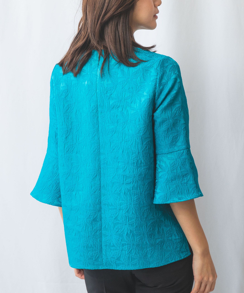 NARACAMICIE(ナラカミーチェ)の「【NARACAMICIE】フラワージャガード六分袖ブラウス(シャツ/ブラウス・レディース・グリーン/ホワイト/ネイビー・M/L/S/XL)」の15枚目の写真