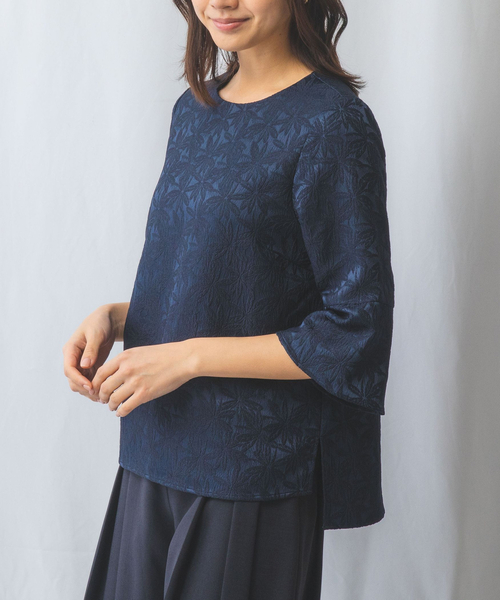 NARACAMICIE(ナラカミーチェ)の「【NARACAMICIE】フラワージャガード六分袖ブラウス(シャツ/ブラウス・レディース・グリーン/ホワイト/ネイビー・M/L/S/XL)」の17枚目の写真