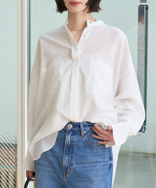 Rouge vif Anna（ルージュヴィフアンナ）の「NEWドルマンビッグシャツ（シャツ/ブラウス・レディース・ラベンダー/オフホワイト/チャコールグレー・フリー）」の3枚目の写真